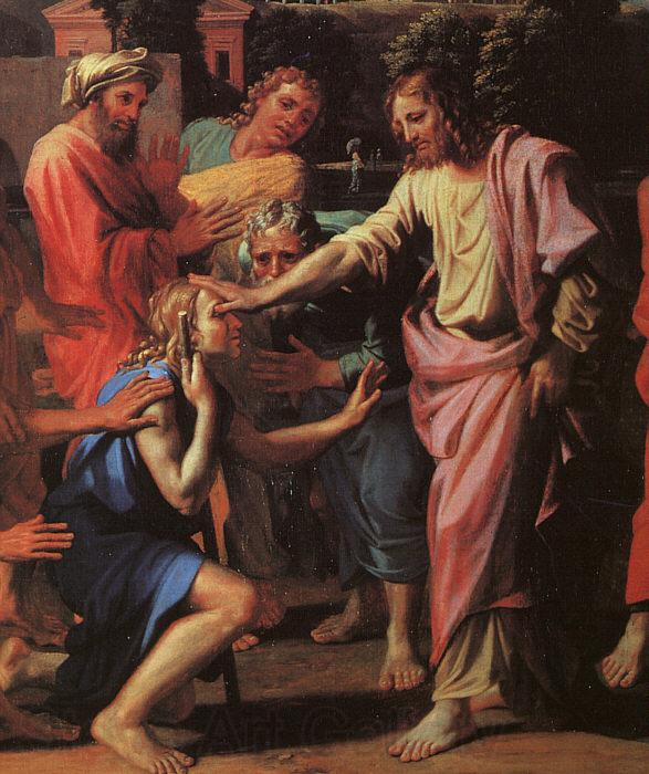 Nicolas Poussin Jesus Healing the Blind of Jericho Norge oil painting art